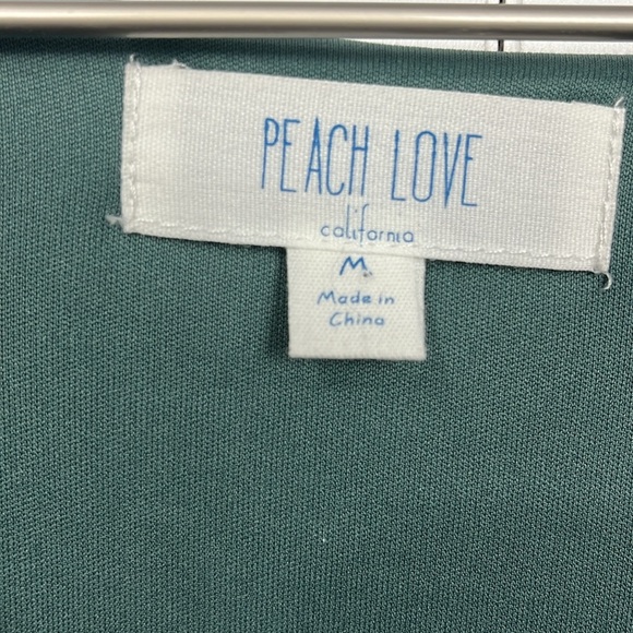 Peach Love Womens Dress M Olive Green Pink Floral Print Smock Waist Pullover EUC - Picture 2 of 15